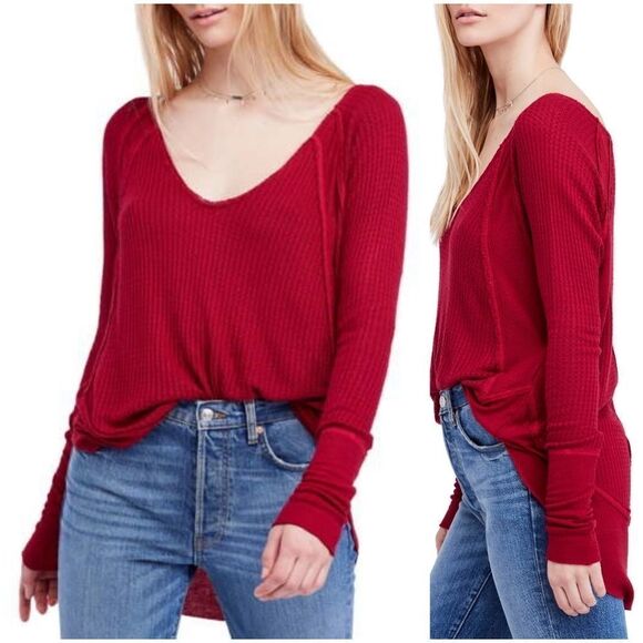 🌹 FREE PEOPLE 🌹 Catalina Thermal Top - [Small, Red] - Picture 1 of 8
